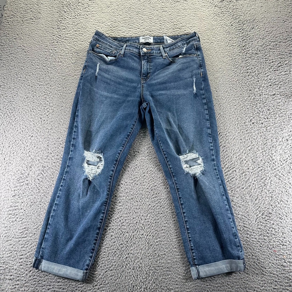Denizen‎ From Levi's Jeans Womens 32x25 Blue Denim Boyfriend Distressed Mid-Rise